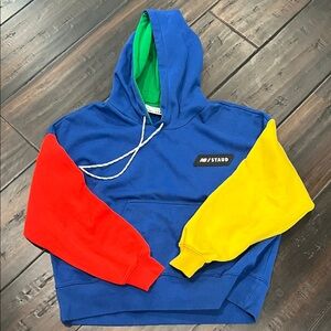 STAUD Multicolor Hoodie with Green Hood